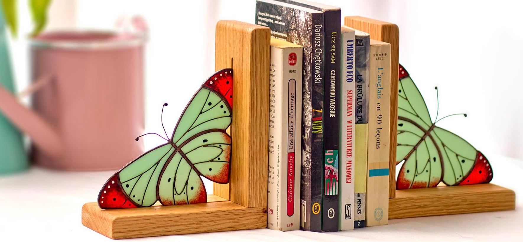 Serre-livres en verre