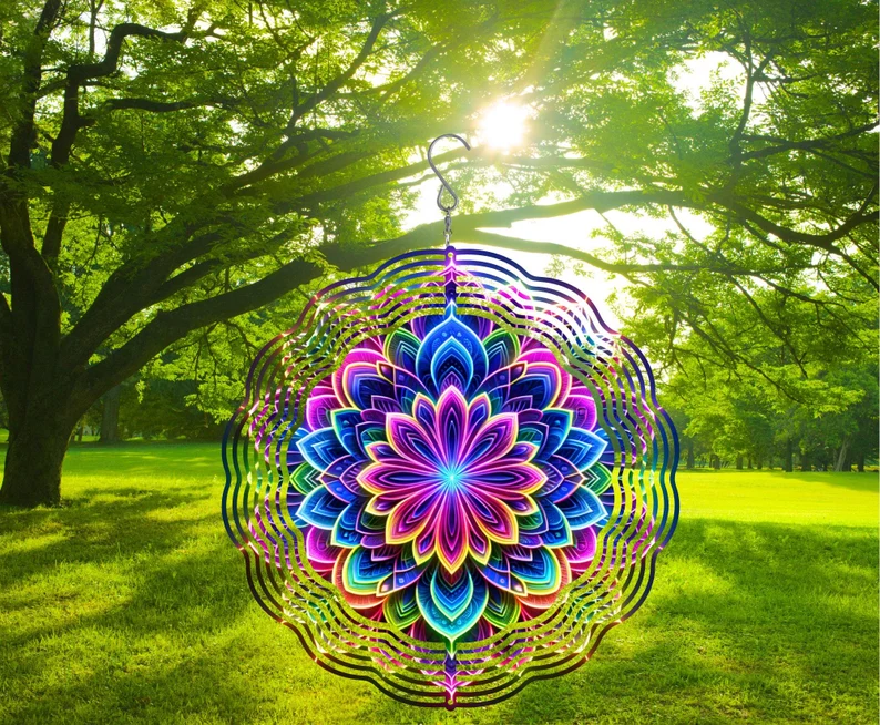 🌀3D Colorful Memorial Wind Spinner – Cross Gift - Religious Yard Decor