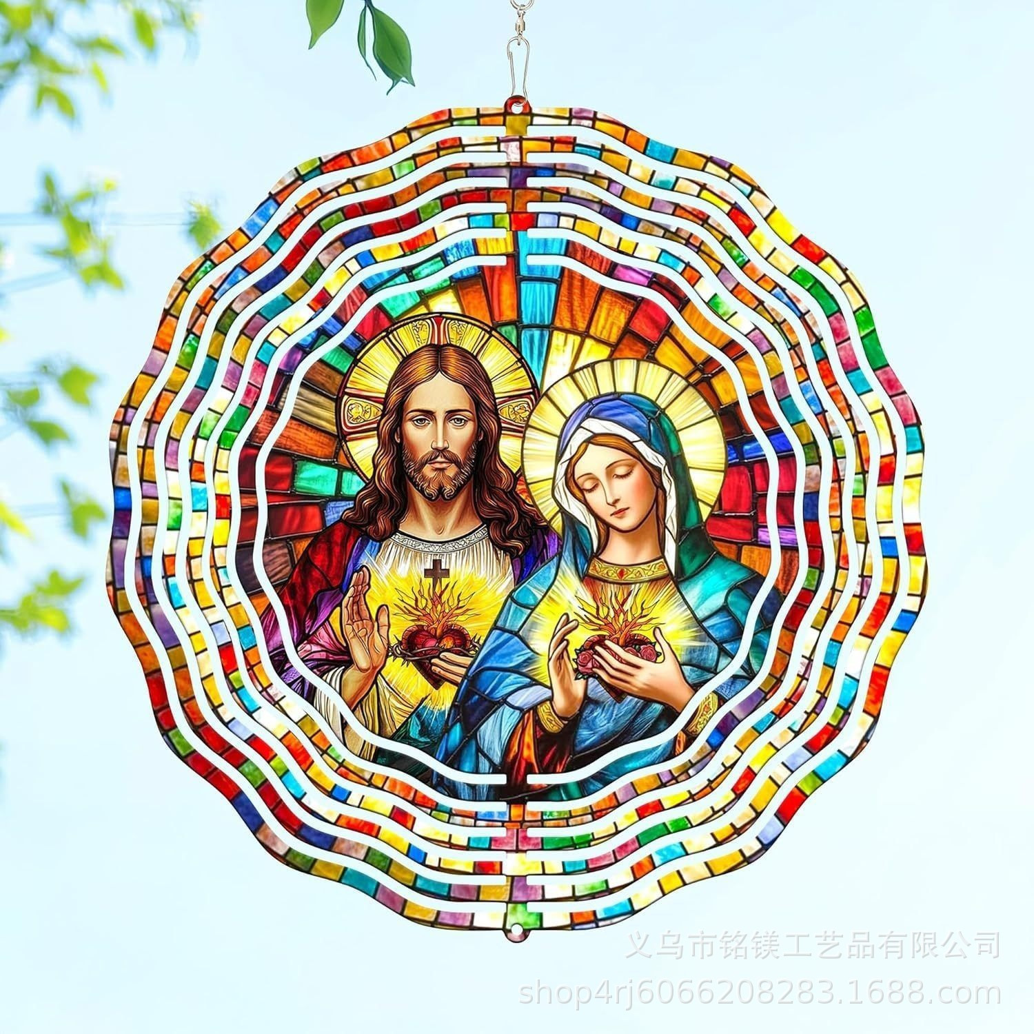 🌀3D Colorful Memorial Wind Spinner – Cross Gift - Religious Yard Decor