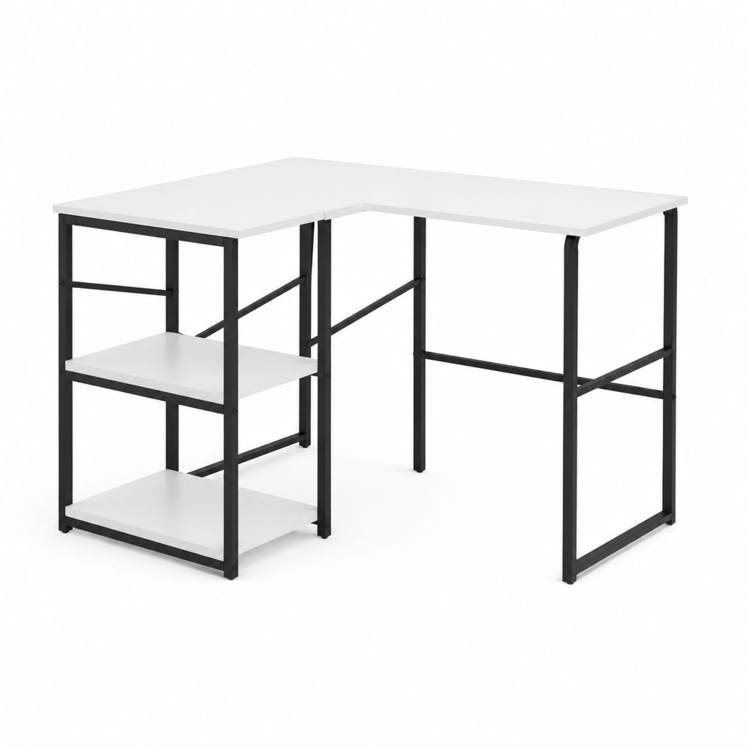L-förmiger Schreibtisch aus MDF und Metall Weiß/Schwarz
