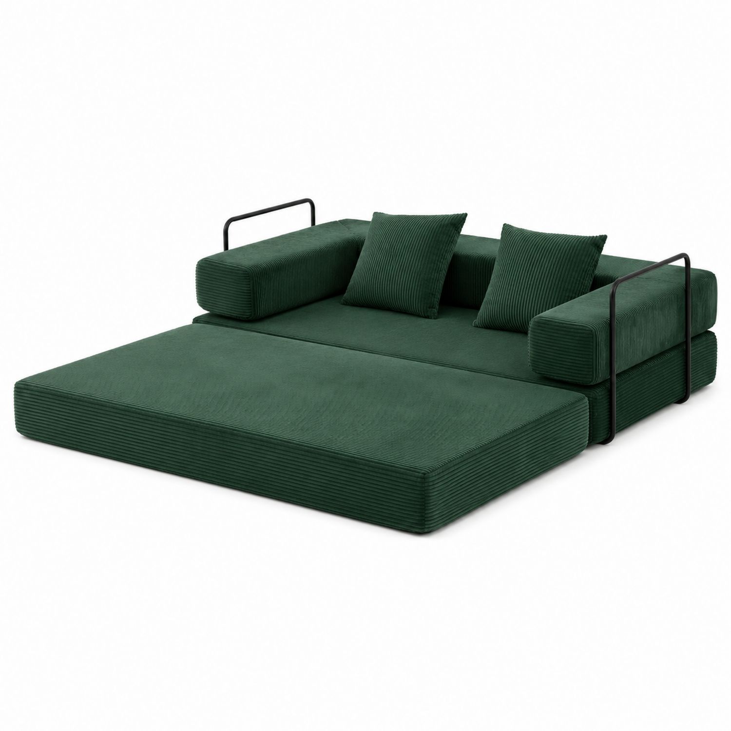 Klappsofa Ecksofa Kordstoff Dunkelgrün