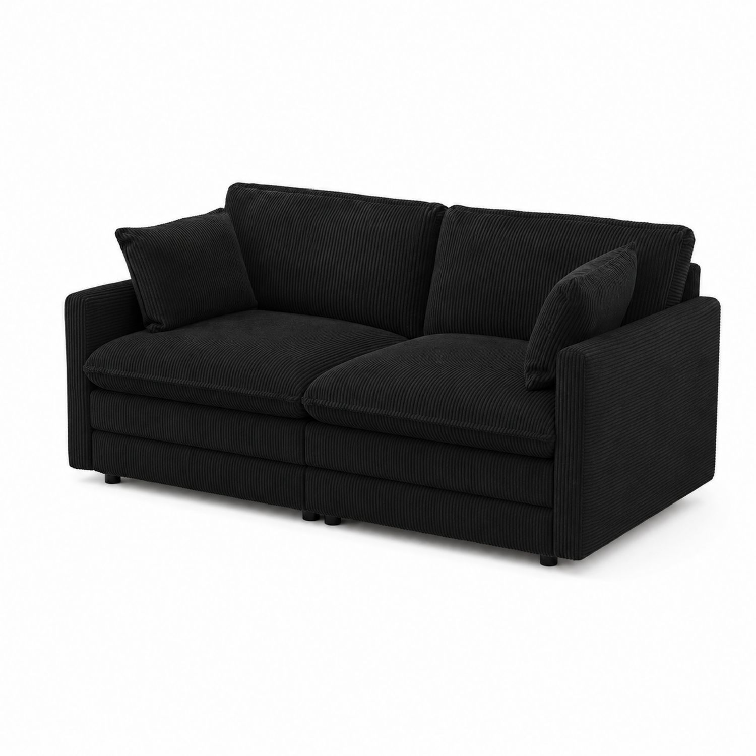 2-Sitzer Sofa Cordstoff Schwarz
