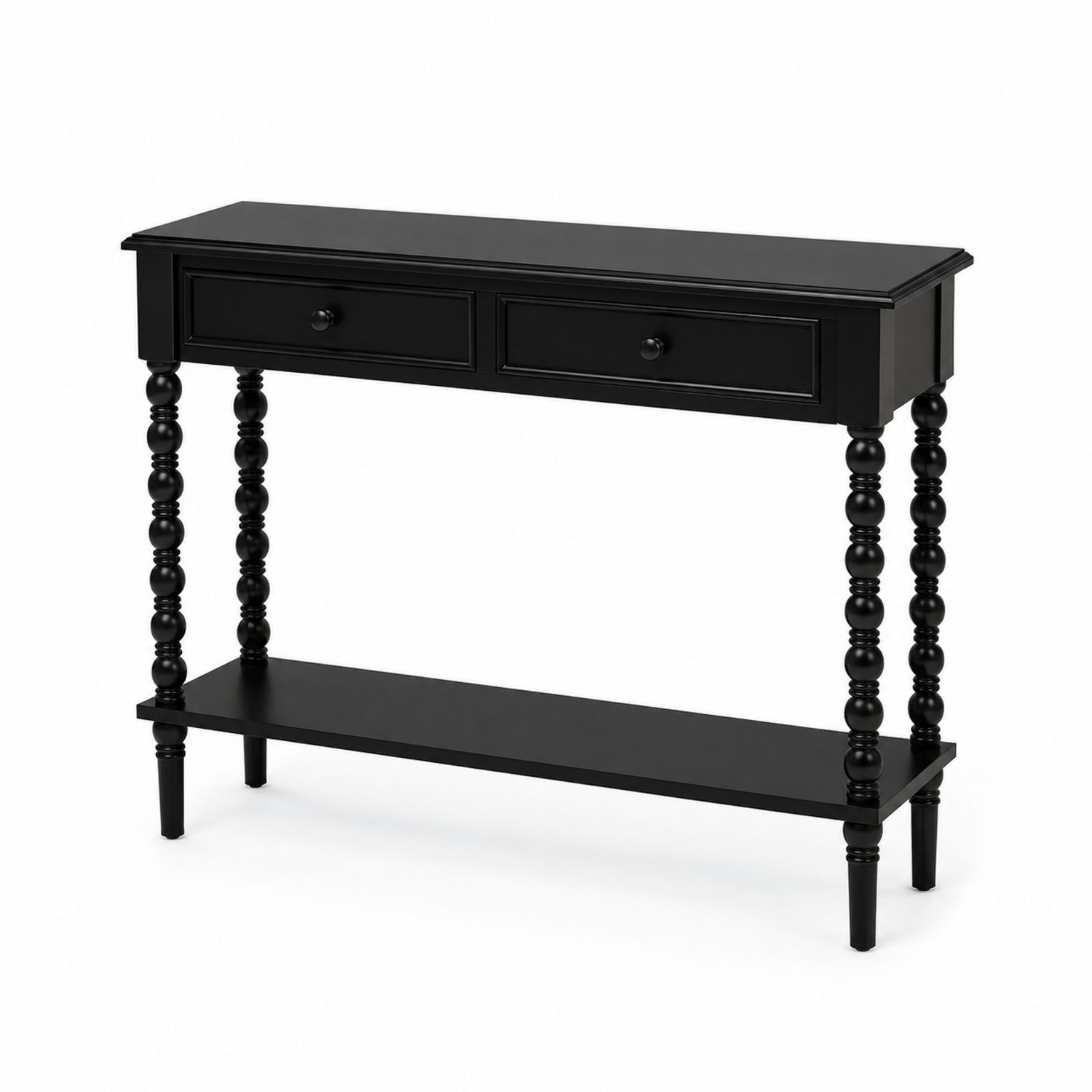 Konsolentisch rechteckig mit Schubladen und Ablage aus Holz in Schwarz 81 cm