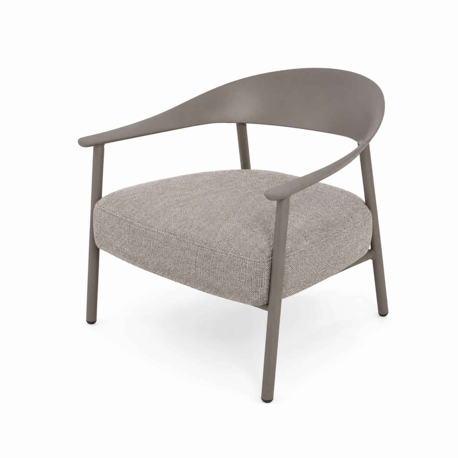 Metallsessel mit Polyesterstoffbezug in Taupe und Grau