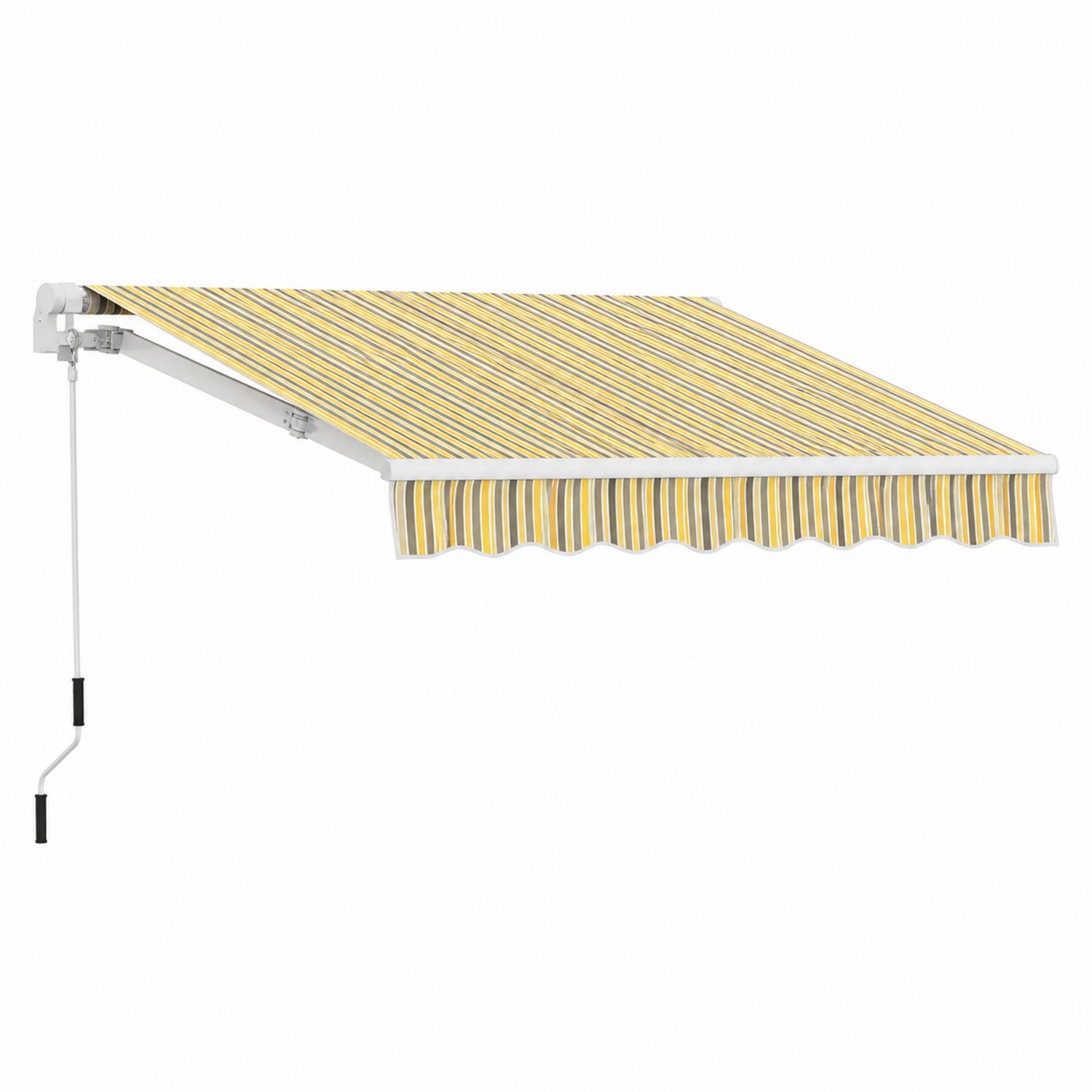 Markise mit Kurbel 3x2m Aluminium Polyester Gelb Streifen