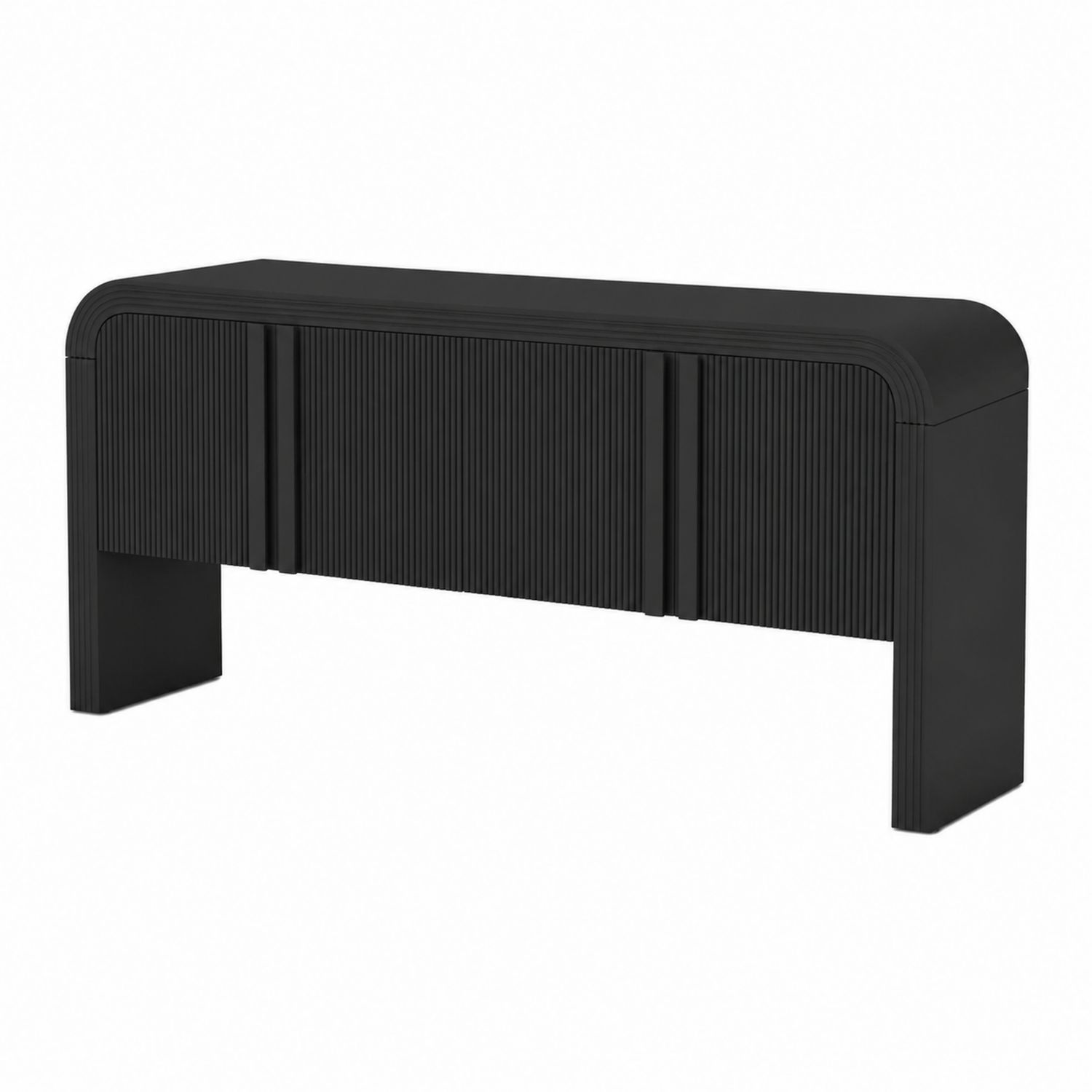 Schwarzes MDF-Sideboard mit geriffelter Front, 160x40x75 cm