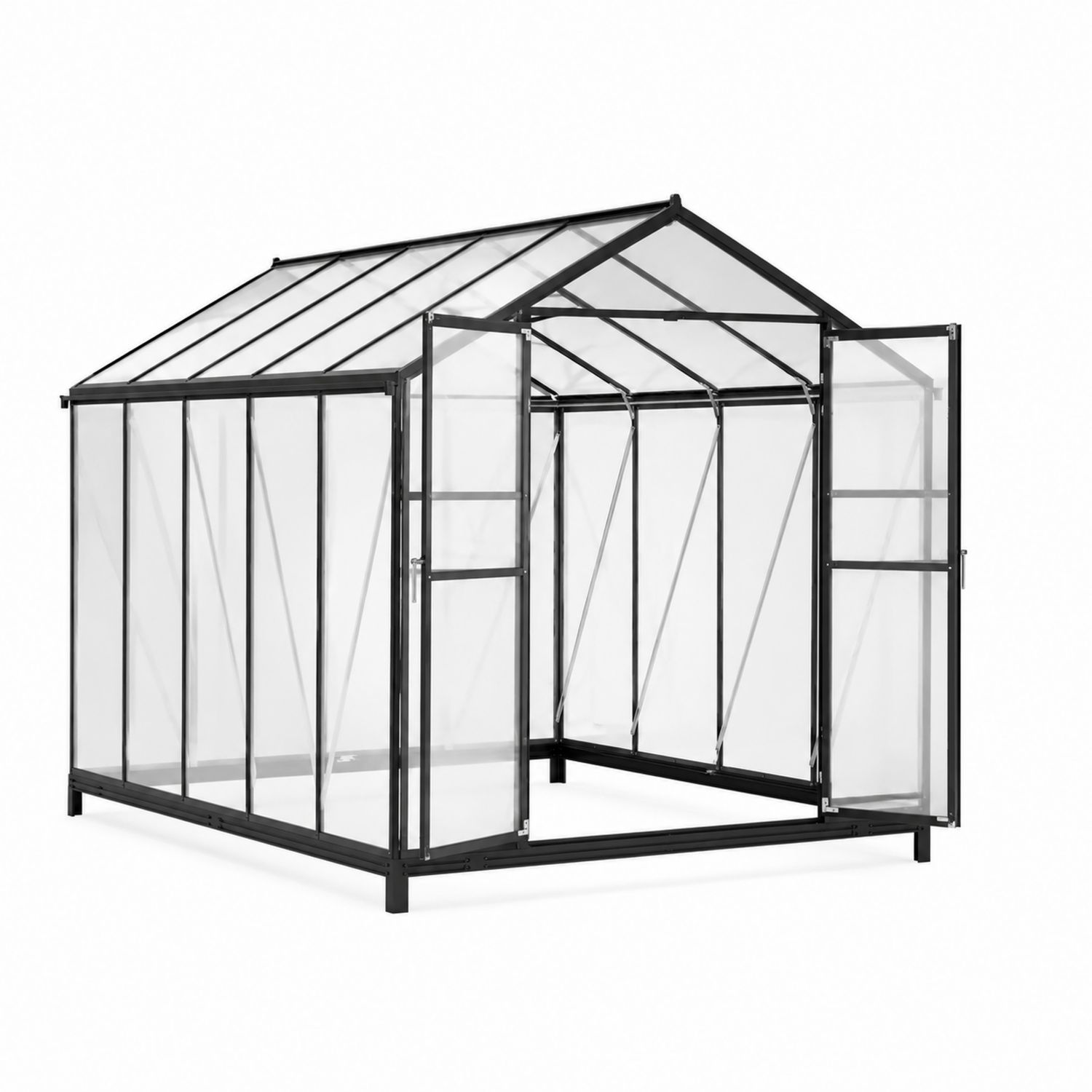 Gewächshaus Aluminium Polycarbonat Schwarz 250x190x195cm