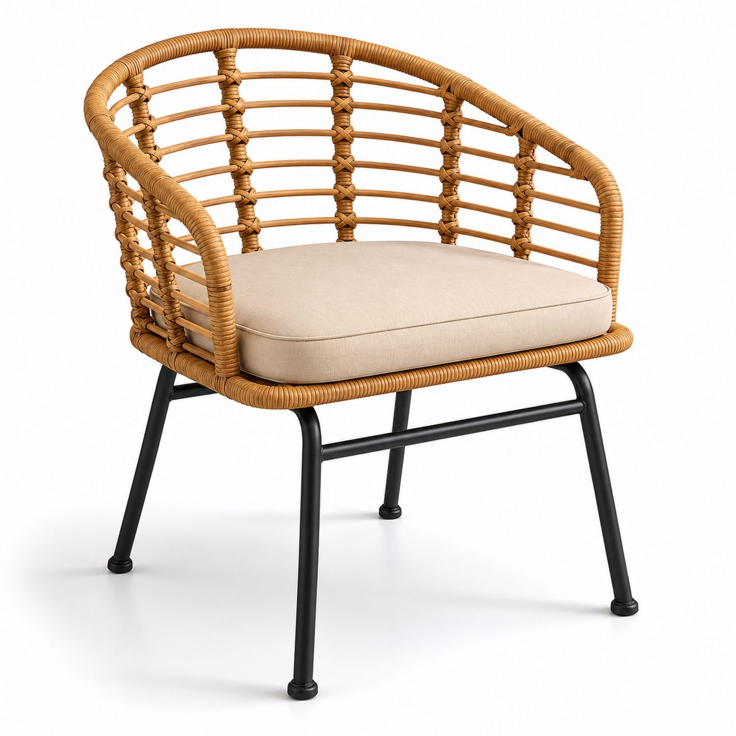 Gartenstuhl Rattan Metall Beige