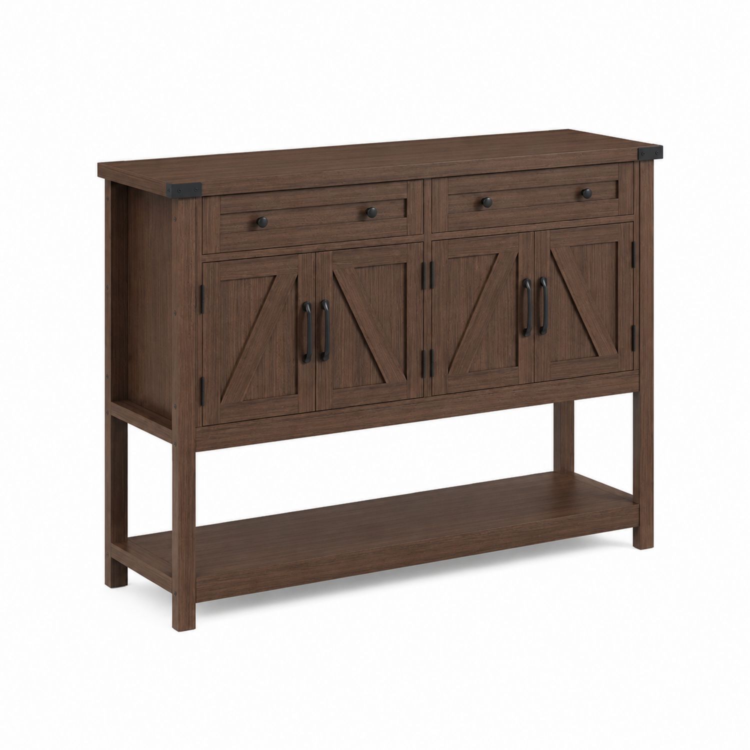 Sideboard Holz mit Schubladen und Türen, Braun