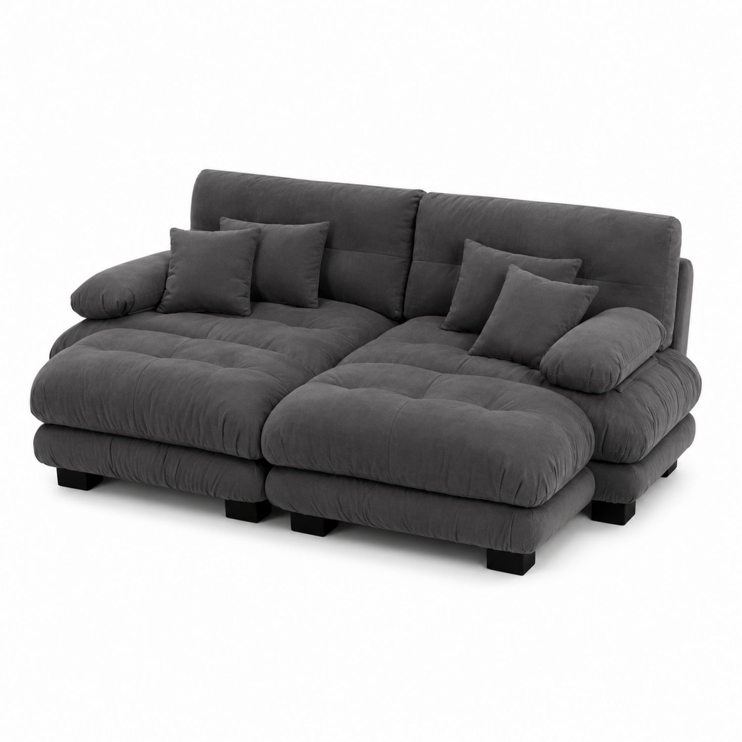 Ecksofa Set aus Mikrofaser Dunkelgrau mit Kissen