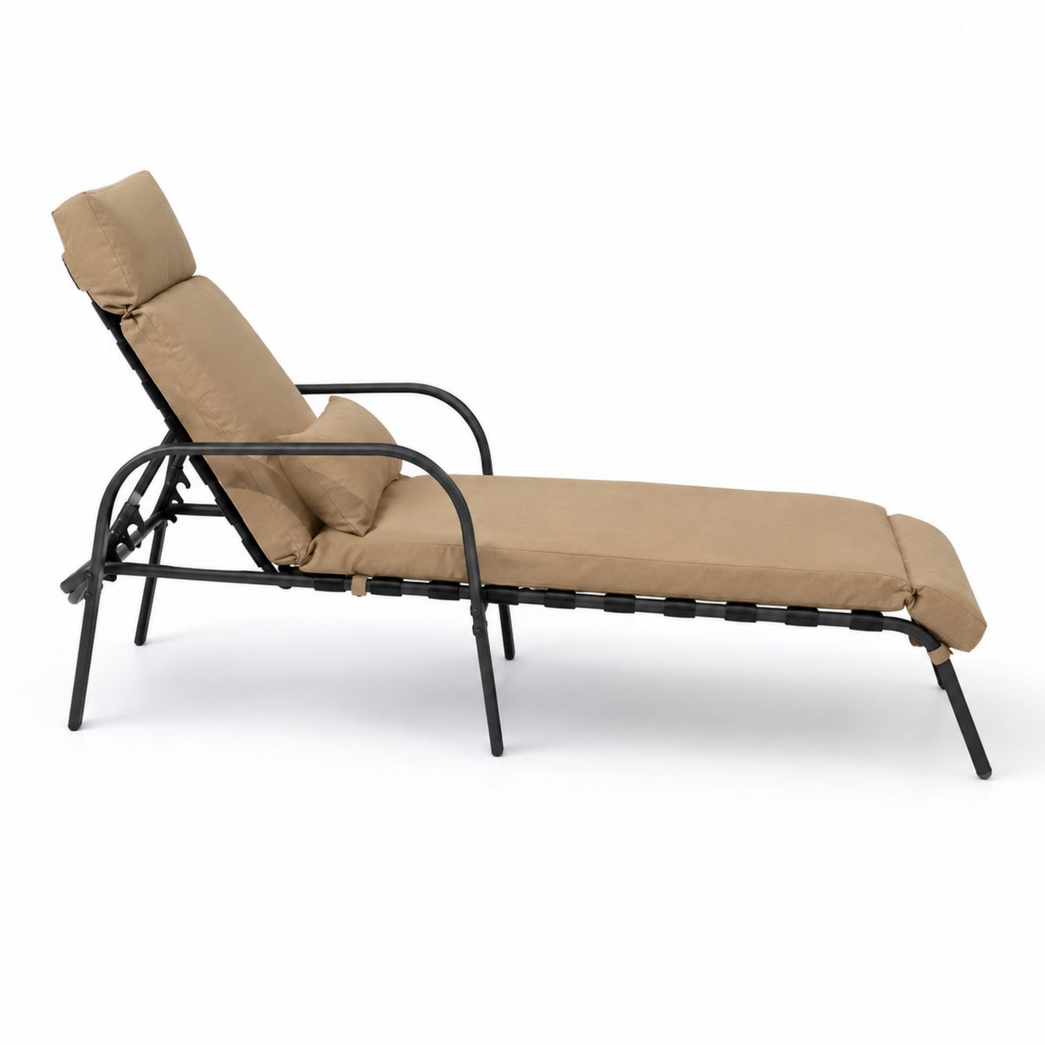Sonnenliege mit Stahlrahmen und Polyesterkissen Beige