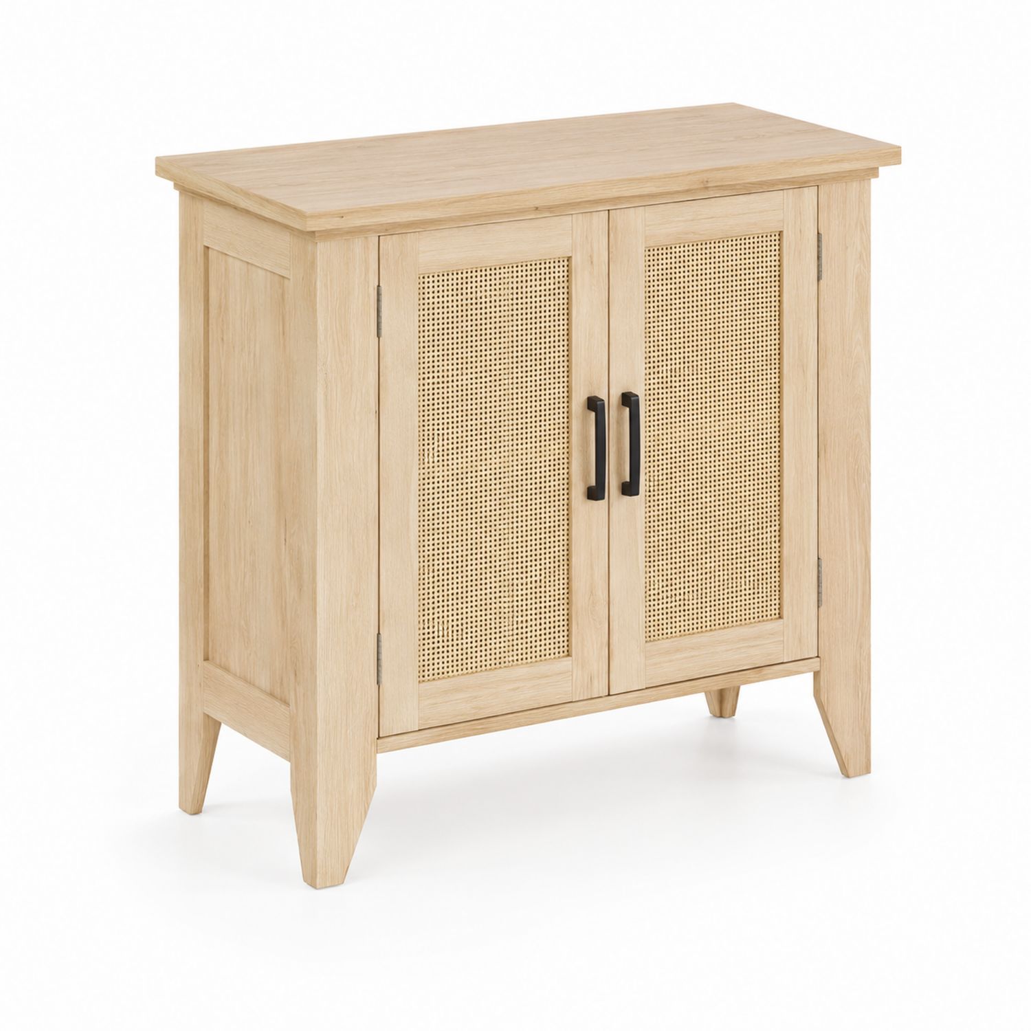 Sideboard aus Eichenholz mit Rattan-Geflecht 90x80x40 cm Natur