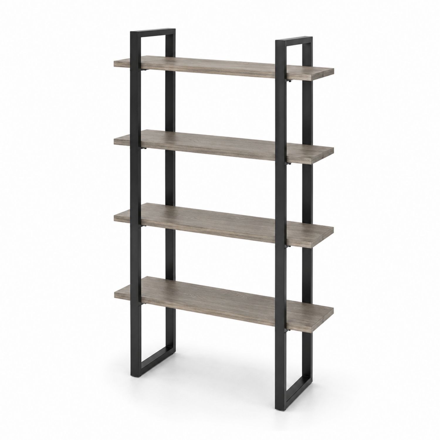 Regal aus Holzoptik und Metall, 4 Ebenen, 150 cm Höhe