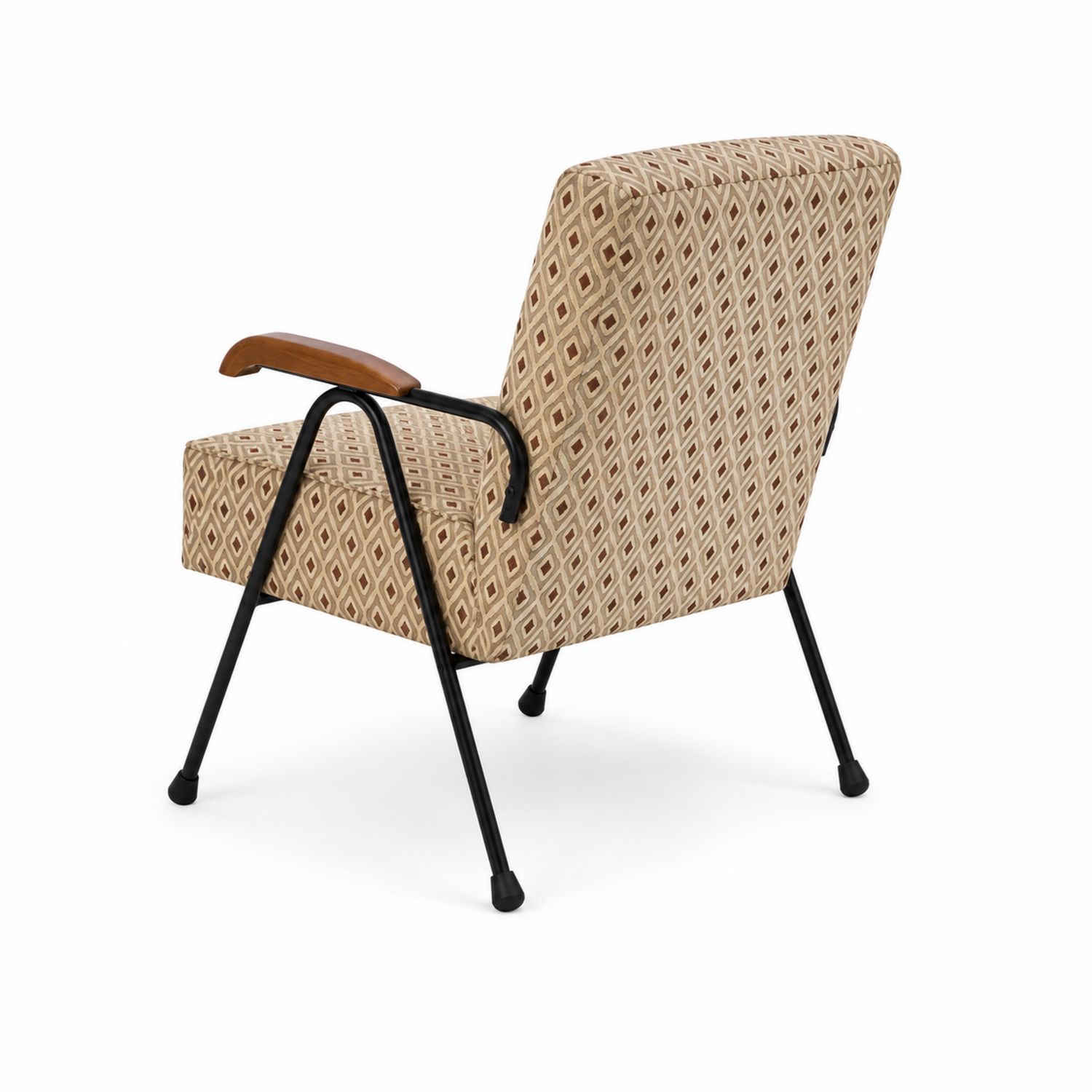 Stoffstuhl mit geometrischem Muster Schwarz Metall Beige