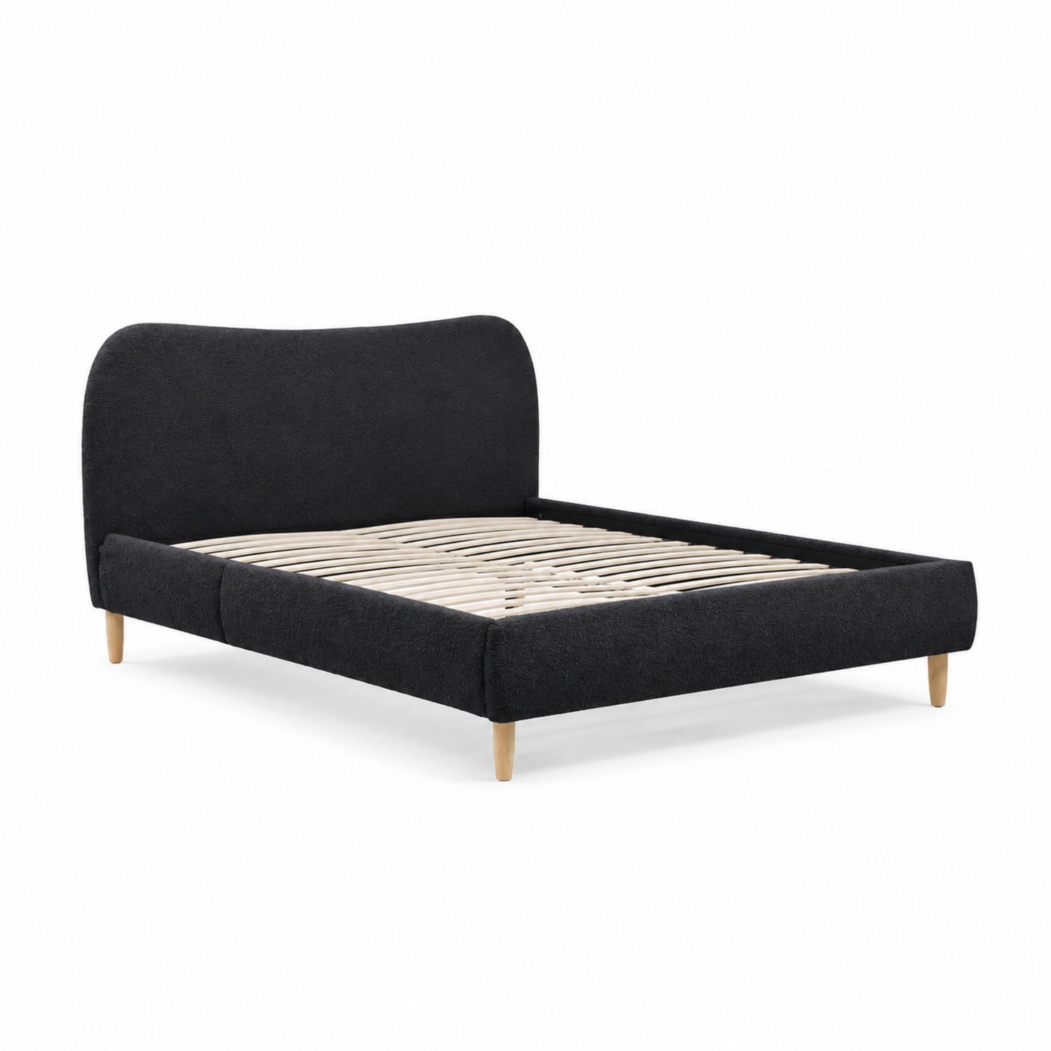 Doppelbett Stoff Schwarz 200x140 cm Holzbeinen