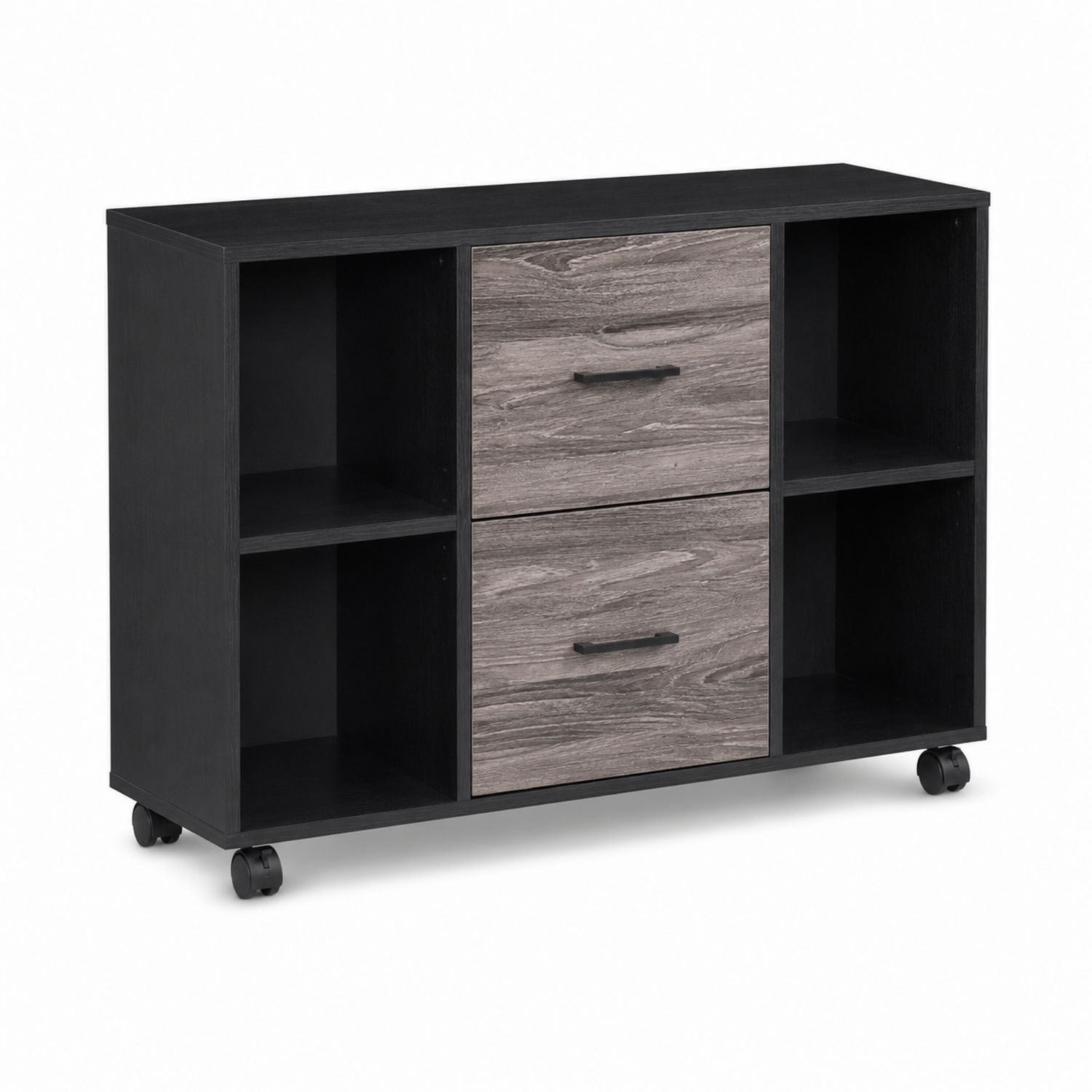 Rollbarer Aktenschrank Holzwerkstoff Schwarz/Grau