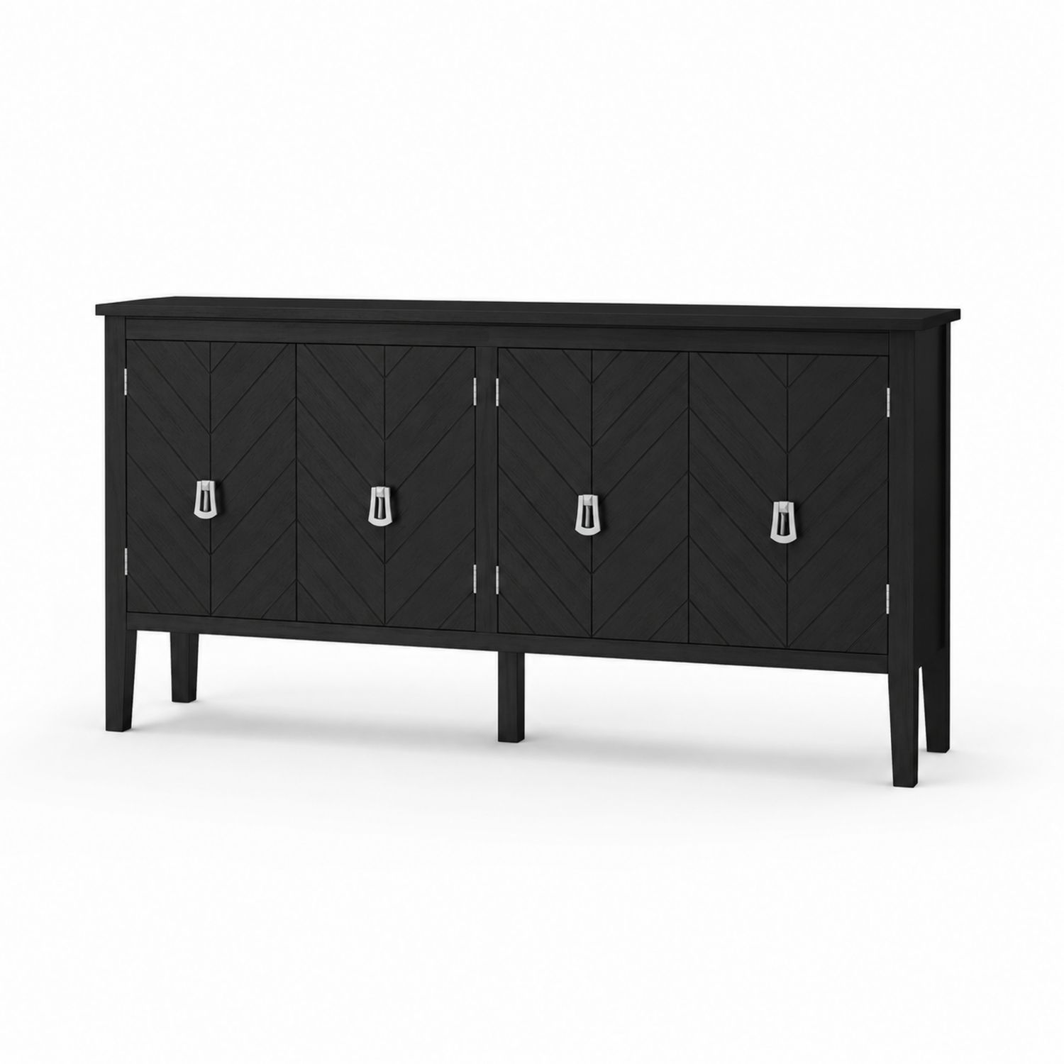 Sideboard Holz Schwarz 150 cm mit 3 Türen