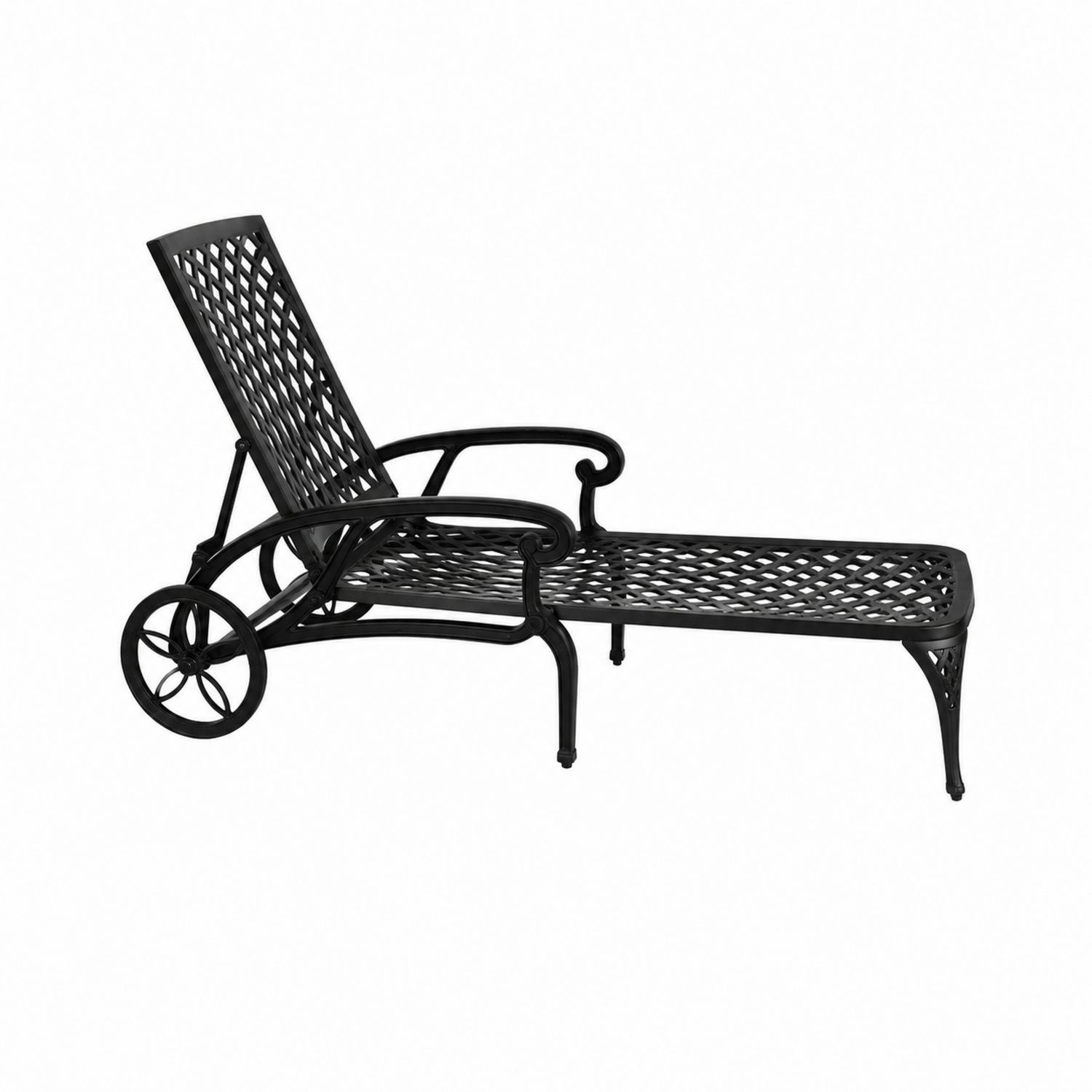 Gartenliege Aluminium Schwarz mit Rollen