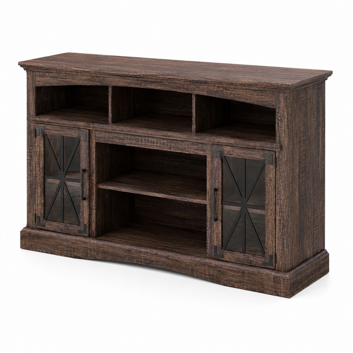 TV-Schrank aus MDF-Holz mit gehärtetem Glaselement 80x150x40 cm Braun