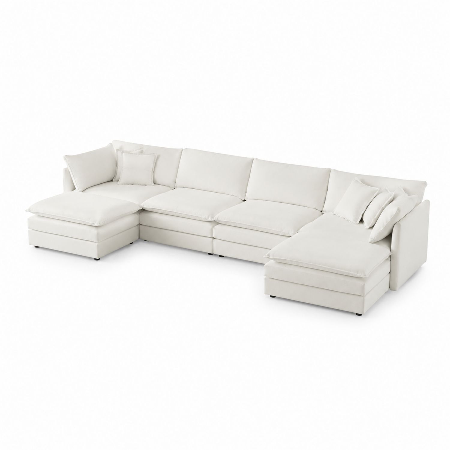 Ecksofa Set aus Holzrahmen und Polyester Weiß