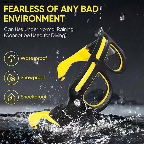Motion-Sensor LED Safety Glasses with Rechargeable Headlight - USB-C Touch Control Glasses for Running, Cycling & Night Fishing | 5-Mode Hands-Free Lighting, Adjustable Fit for Outdoor Work & Hiking
