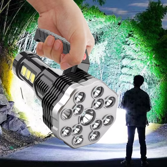 Portable Flashlight 11 Light Sources With Built-in Rechargeable Battery Portable Light Flashlight Searchlight Outdoor Camping Light Durable Torch Bright