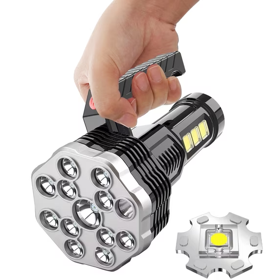 Portable Flashlight 11 Light Sources With Built-in Rechargeable Battery Portable Light Flashlight Searchlight Outdoor Camping Light Durable Torch Bright