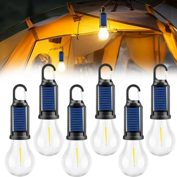 Solar Rechargeable Hooked Camping Light, Waterproof Portable Solar Camping Light, 3 Light Modes Adjustable Camping Lamps for Hiking, Party, Camping, Fishing (8Pcs)
