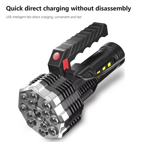 Portable Flashlight 11 Light Sources With Built-in Rechargeable Battery Portable Light Flashlight Searchlight Outdoor Camping Light Durable Torch Bright