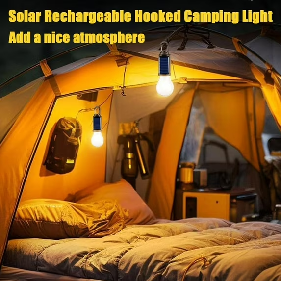 Solar Rechargeable Hooked Camping Light, Waterproof Portable Solar Camping Light, 3 Light Modes Adjustable Camping Lamps for Hiking, Party, Camping, Fishing (8Pcs)