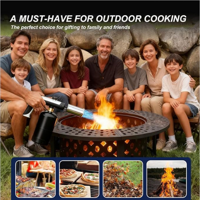 Great gift for outdoor lovers, BBQ enthusiasts, and DIYers--Powerful propane torch with one-touch ignition and safety lock for easy use