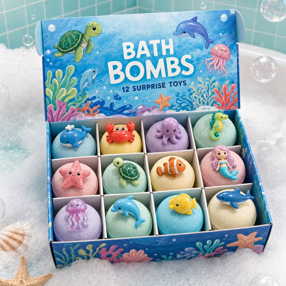🛁 Natural Bath Bombs for Kids with Mega Bubbles & Surprise Inside 🥚✨