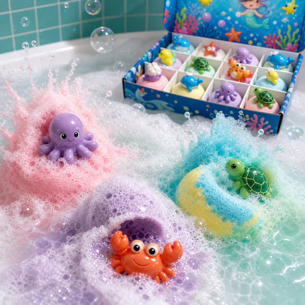 🛁 Natural Bath Bombs for Kids with Mega Bubbles & Surprise Inside 🥚✨
