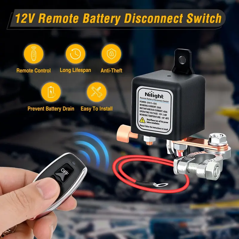 💥50K+ SOLD!🔥WIRELESS REMOTE CONTROL BATTERY RELAY SWITCH 🔌 Remote Start Warm-Up/Cool-Down, Anti-Theft, DIY Installation for 12V Cars, Trucks, RVs & Vehicles