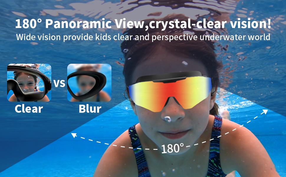 Outly 2 Pack Swim Goggles with Earplugs for Adult Kid 4-12 Men Women, Anti-fog UV Protection No Leak 180° Wide View Clear Vision Pool Goggles