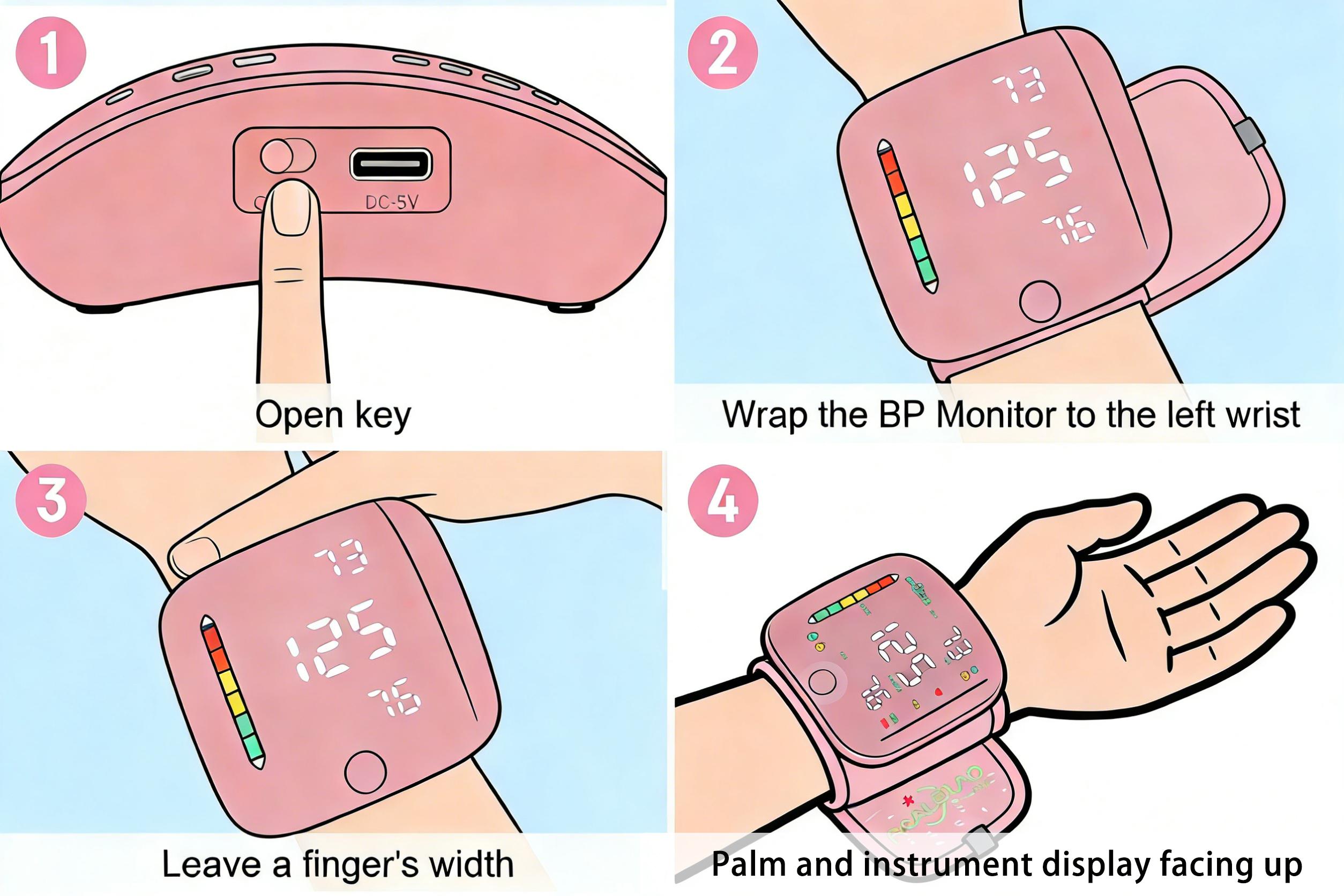 Ziqing Wrist Blood Pressure Monitor - LED Display, Touch Screen Cuff, 99x2 Reading Memory, Carrying Case for Family Healthcare, Daily Use, Fit as Mens Gifts, Gifts for Dad