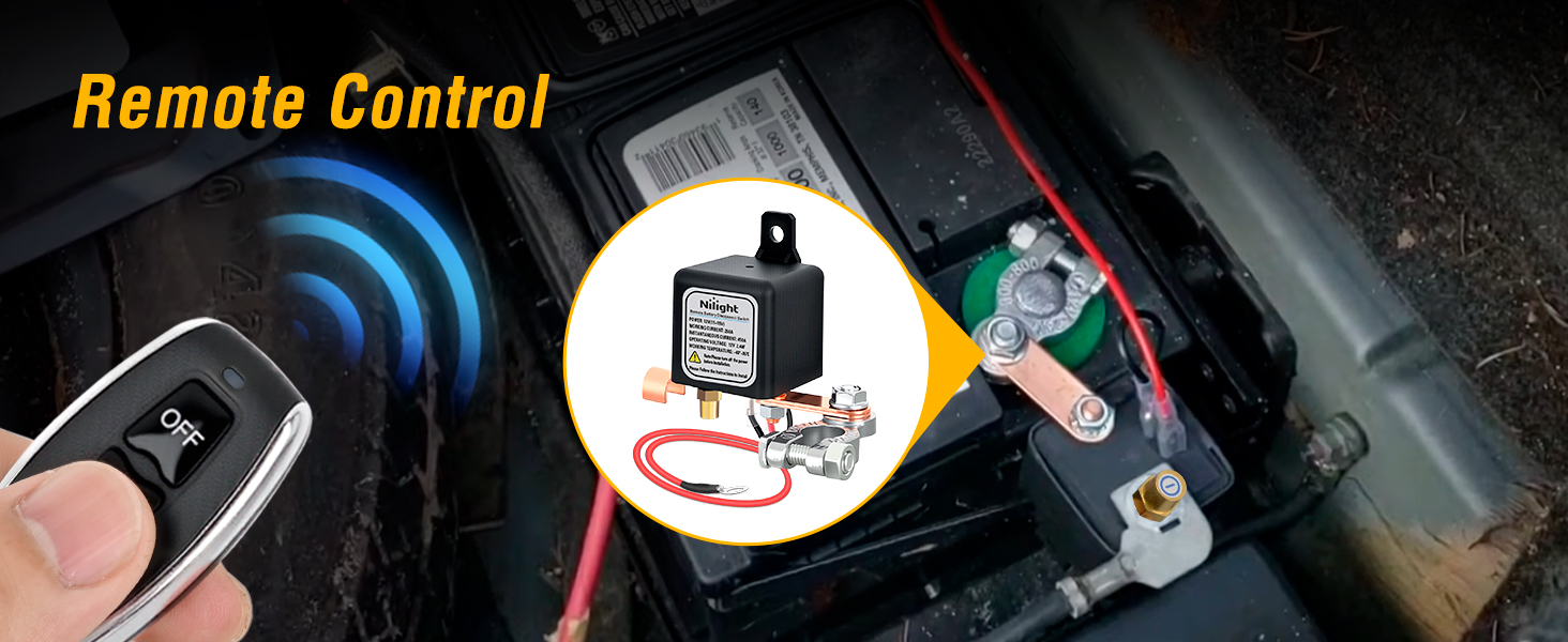 Nilight Remote Battery Disconnect Switch 12V 250A Car Anti-Theft Kill Switches