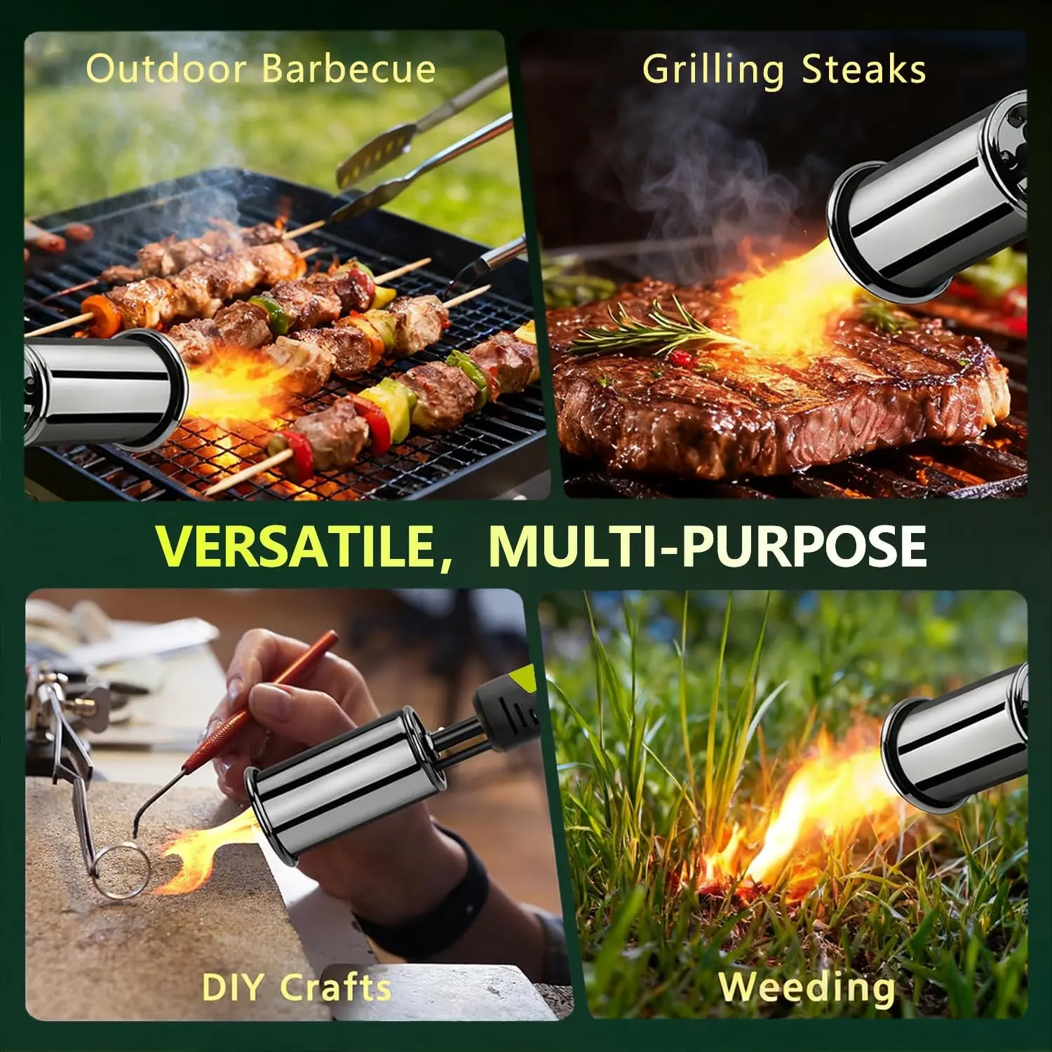 Great gift for outdoor lovers, BBQ enthusiasts, and DIYers--Powerful propane torch with one-touch ignition and safety lock for easy use