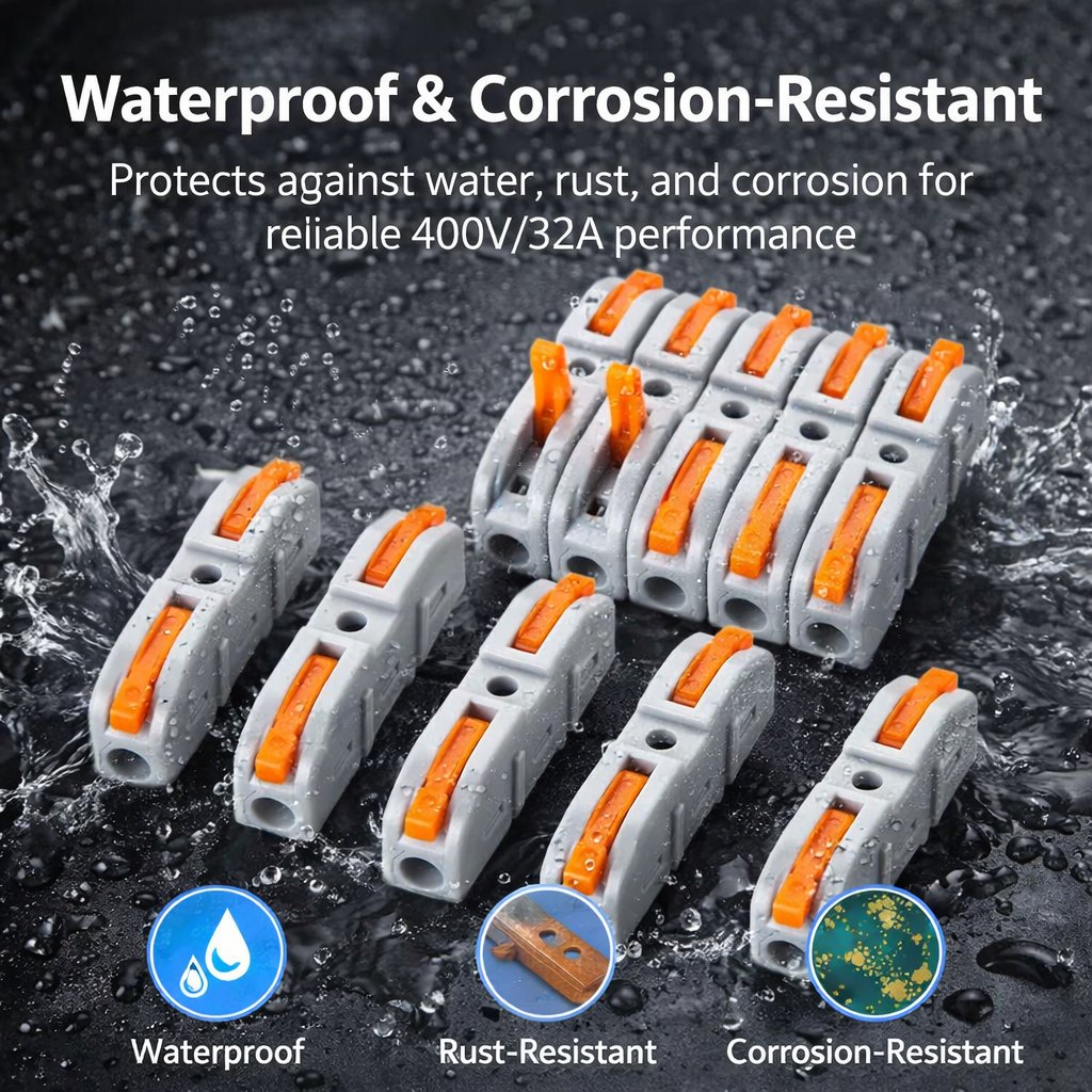 Universal Quick Lever Electrical Wire Connectors (24-12 AWG) Assortment (50/100Pcs) + Wire Stripper