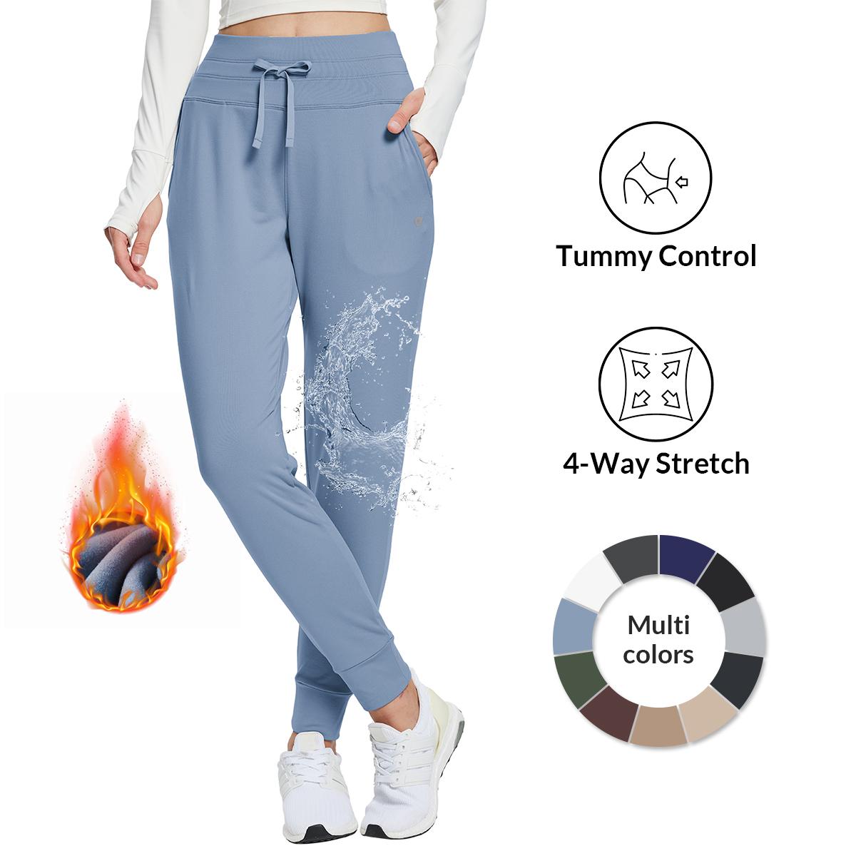 BALEAF Women's Sweatpants Fleece Lined Pants High Waisted Sweat Pants Winter Thermal Ski Hiking Joggers Light Blue L