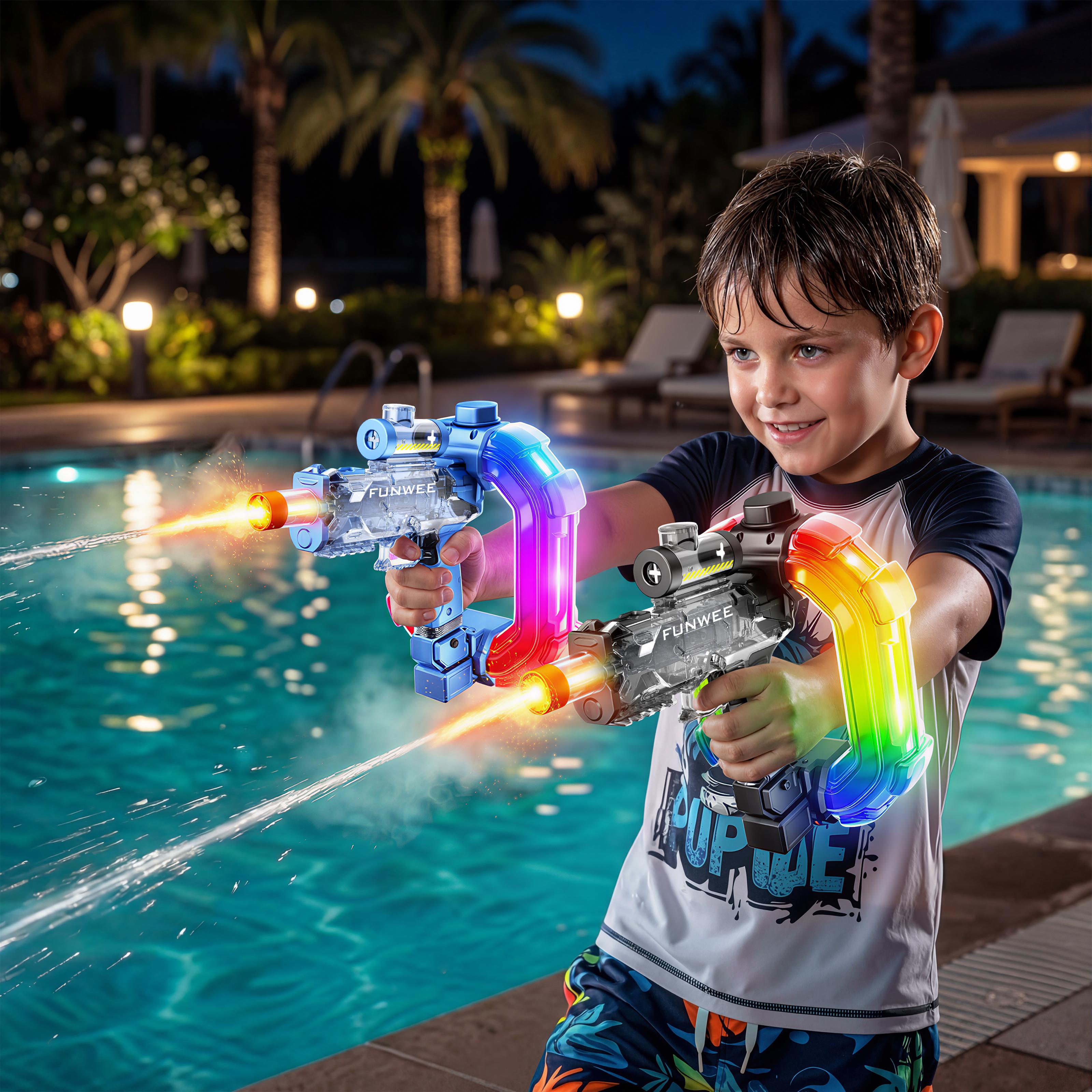 FUNWEE Electric Automatic Water Blaster - Water Gun with Lights & Sound Effects, 26oz Circle/12oz Standard Tanks, Up to 19ft Range, Outdoor Kids Stuff Toy for Outdoor Play, Beach Activities, Gifts