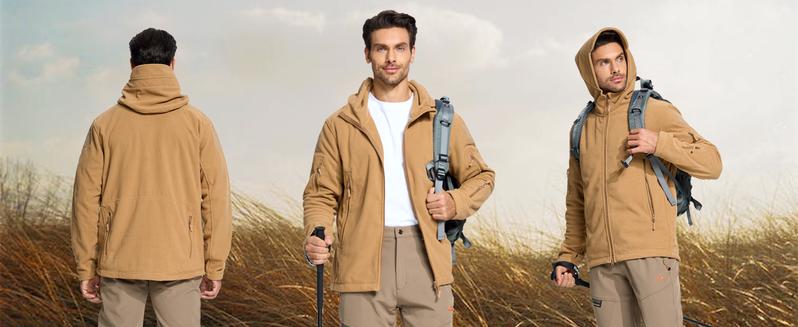Men's Hoodie Fleece Jacket 6 Zip-Pockets Warm Winter Jacket Tactical Jacket