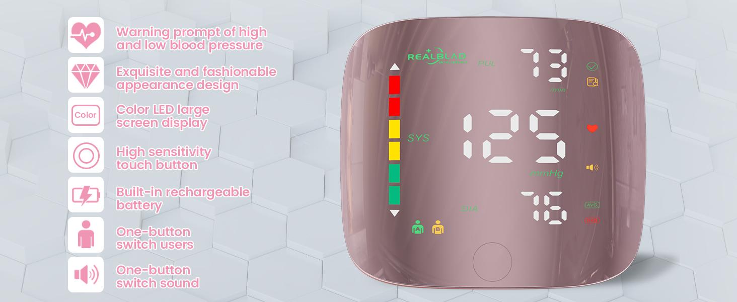 Ziqing Wrist Blood Pressure Monitor - LED Display, Touch Screen Cuff, 99x2 Reading Memory, Carrying Case for Family Healthcare, Daily Use, Fit as Mens Gifts, Gifts for Dad