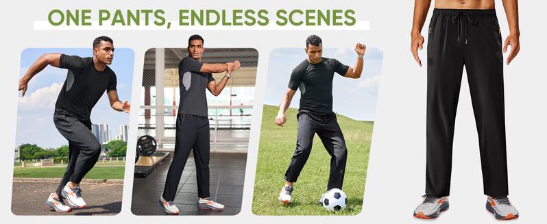 2-Pack Men's Lightweight Hiking Pants Quick-Dry Water-Proof Sweatpants Joggers with Zipper Pockets for Workout Travel Running