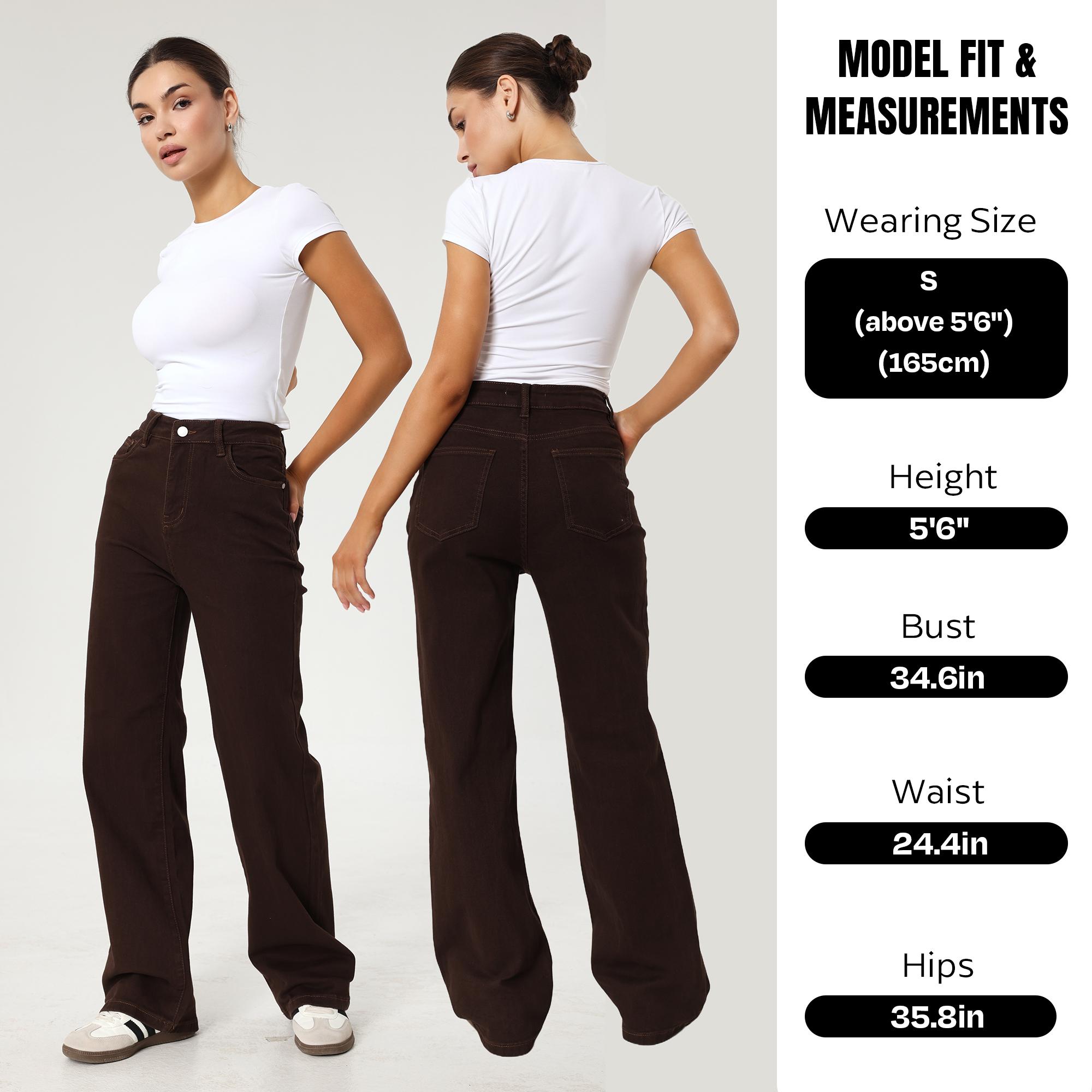 KATCH ME Women's Versatile High Waist Stretchy Denim Wide Leg Jeans, Flexible Multi-Pocket Trousers, Soft Wrinkle-Resistant Daily Wear, Non-Shrinking Durable Jeans