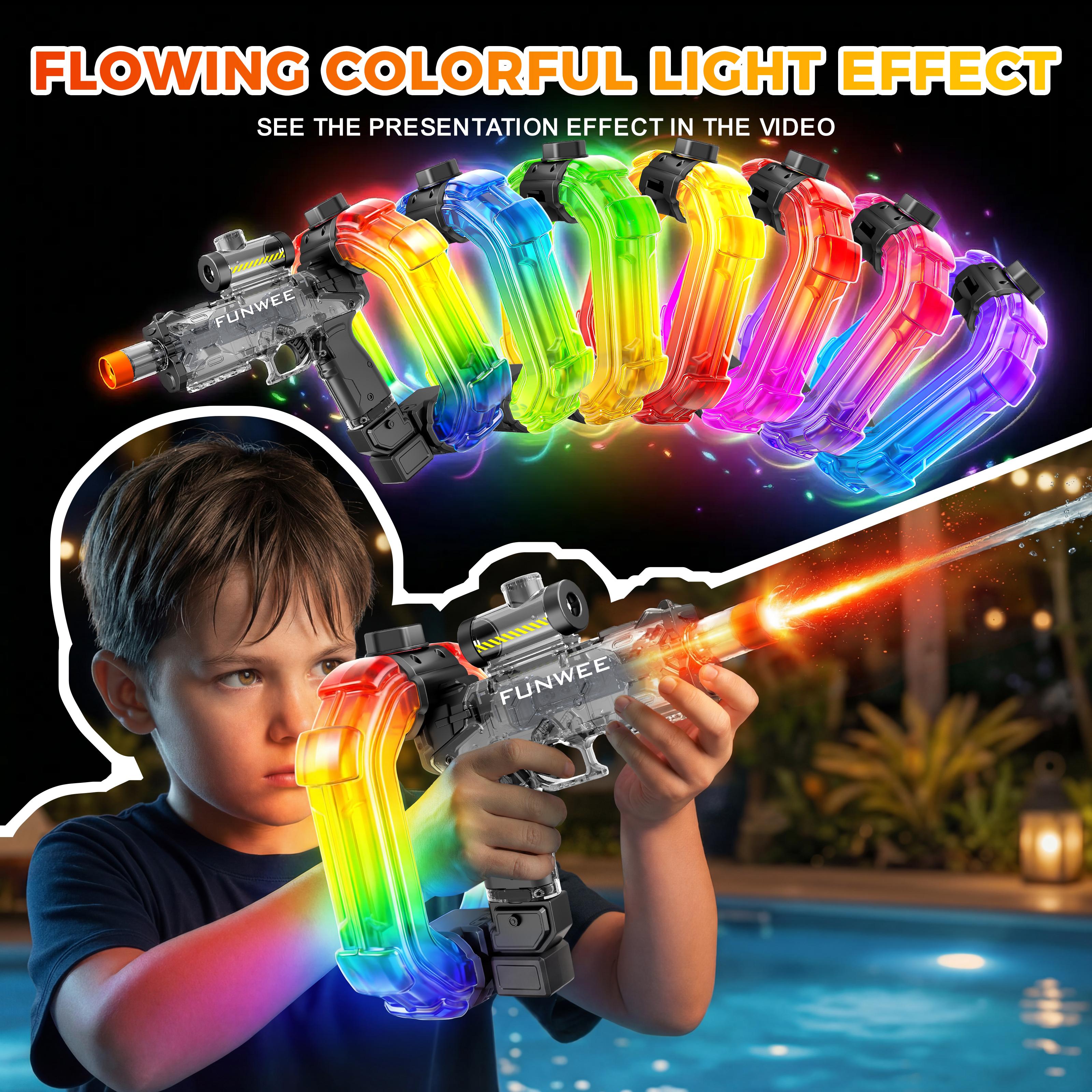 FUNWEE Electric Automatic Water Blaster - Water Gun with Lights & Sound Effects, 26oz Circle/12oz Standard Tanks, Up to 19ft Range, Outdoor Kids Stuff Toy for Outdoor Play, Beach Activities, Gifts