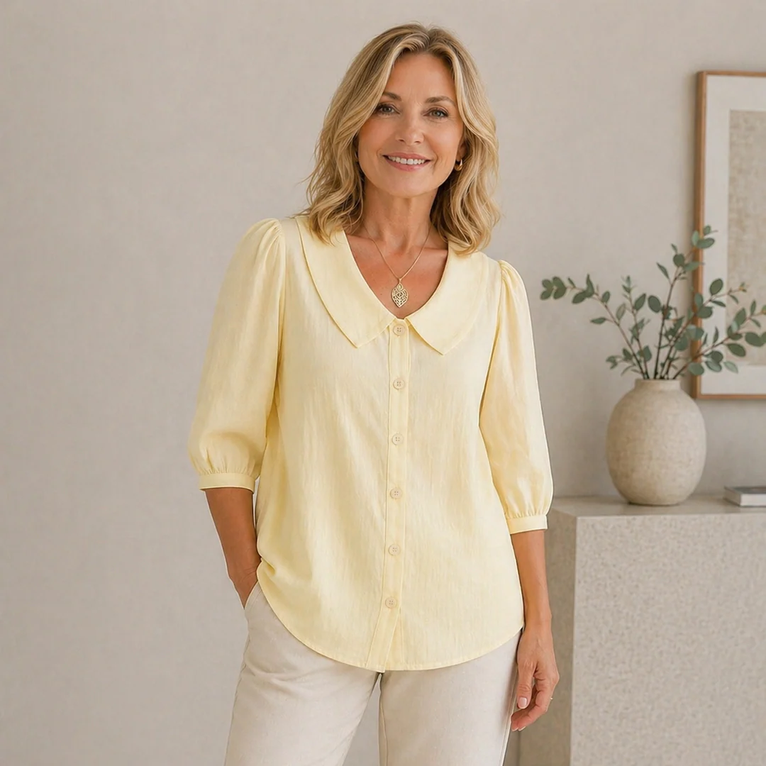 【Buy 2 Free Shipping — Retro Peter Pan Collar Button Up Blouse