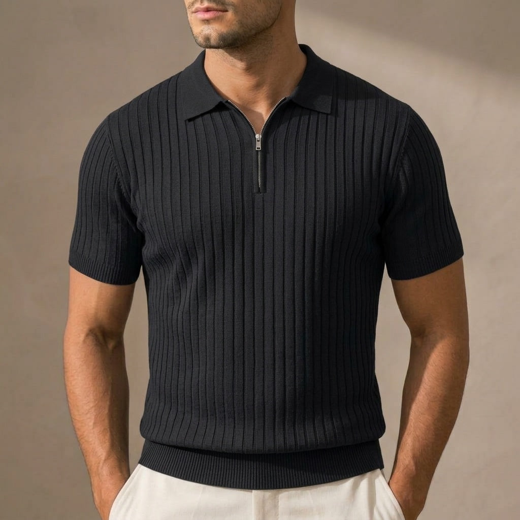 Hudson Ribbed Zip Polo