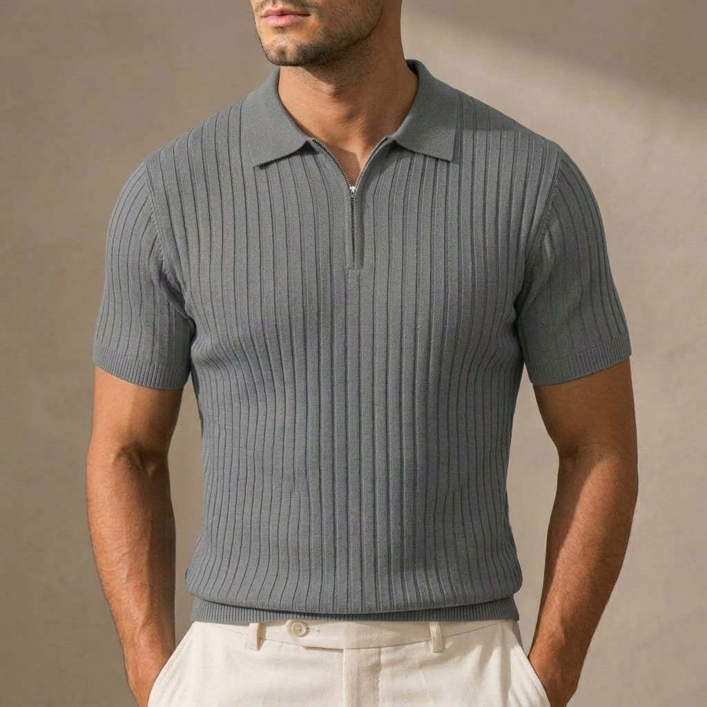 Hudson Ribbed Zip Polo