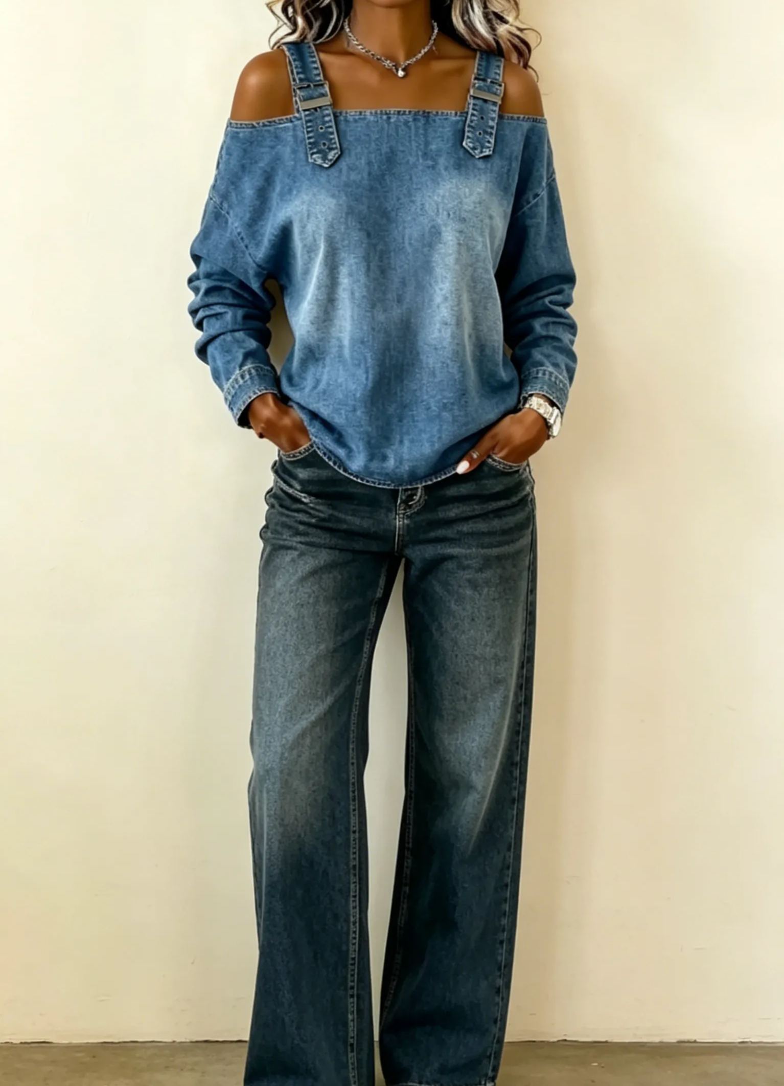 Women's sleeveless denim shirt